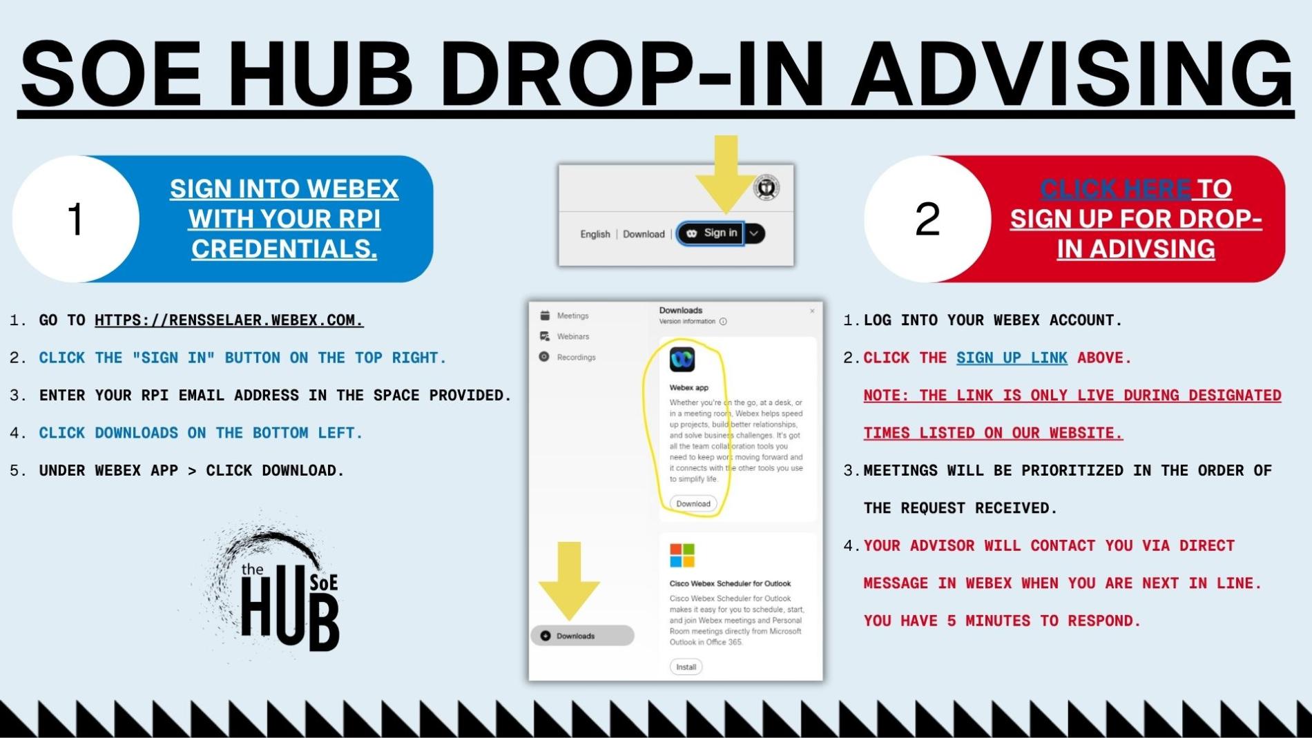 SoE Hub Drop-In Advising Instructions