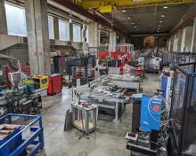 Overhead view of equipment located in the MILL