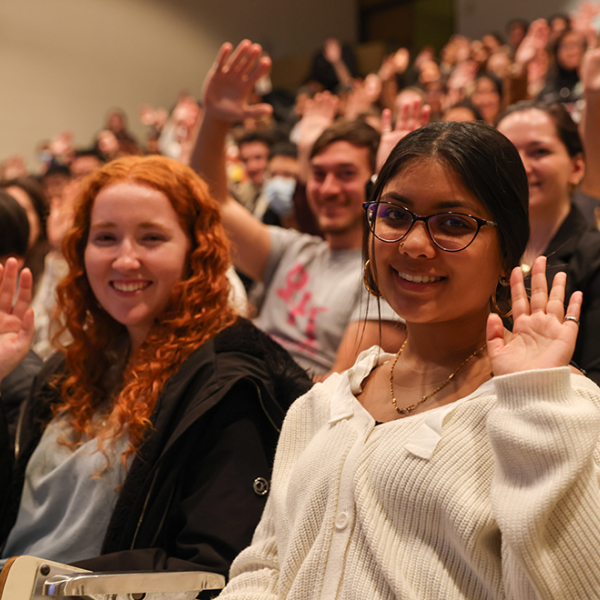 Students sitting in audience at the Order of Engineering Induction ceremony